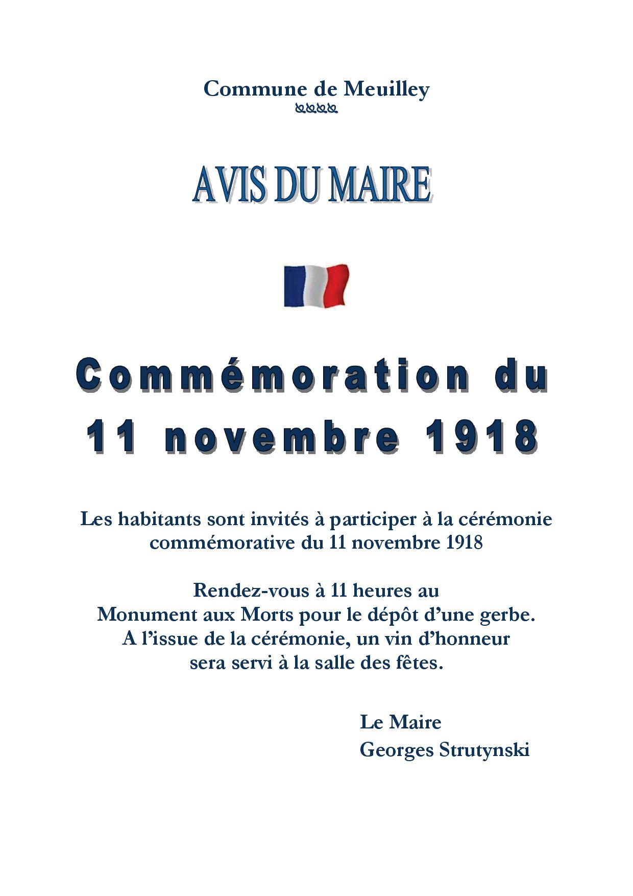 Flyer commémoration 11 novembre 2018